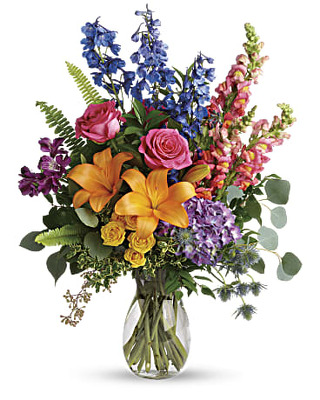 Colors of the Rainbow Bouquet from Wren's Florist in Bellefontaine, Ohio