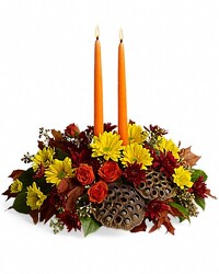Harvest Glow Centerpiece from Wren's Florist in Bellefontaine, Ohio