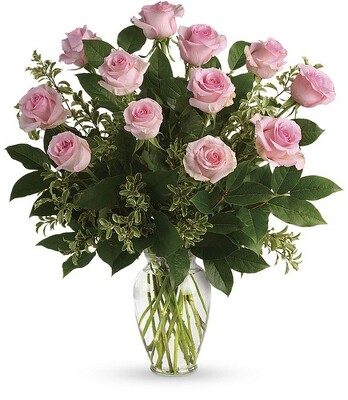 Pink Roses Vased from Wren's Florist in Bellefontaine, Ohio